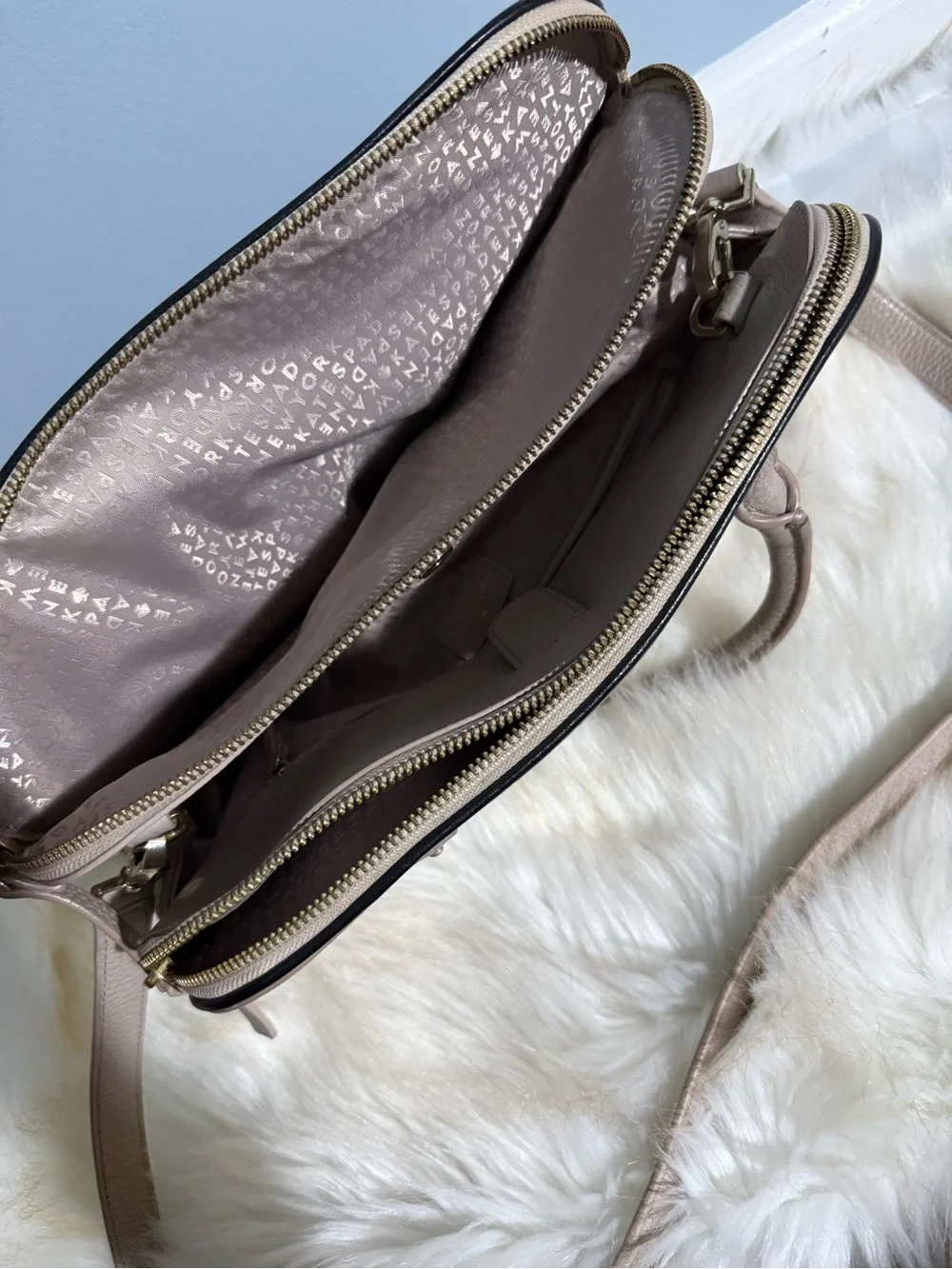 Kate Spade Pebbled Leather Dome Satchel Allyn Chester — Taupe